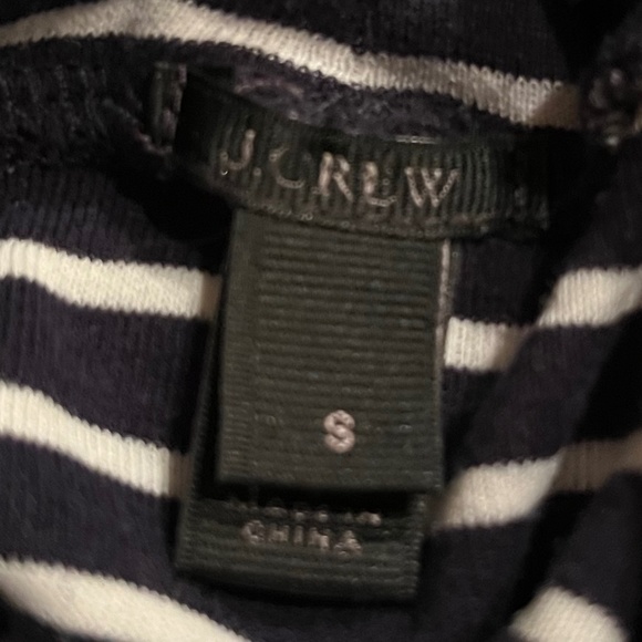 J Crew Dark Navy and White Striped Turtleneck Long Sleeve Tee - Picture 4 of 4